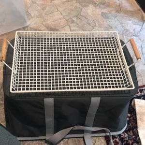 White Plastic Coated Wire Basket with Wood Handles